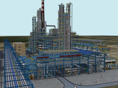 石油化工,煉油廠常減壓蒸餾3D模型,工業(yè)建筑場(chǎng)景,帶完整貼圖。虛擬仿真裝置模型。